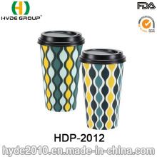 Xícara de café quente descartáveis de papel promocional com tampa (HDP-2012)
